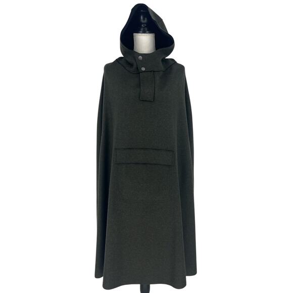 Lamberto Losani Hooded Poncho 100% Cashmere in Green - Picture 3 of 16